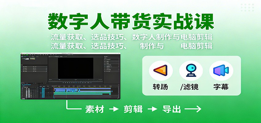 数字人变现实战课：流量获取、选品技巧、数字人制作与电脑剪辑-创客聚集地