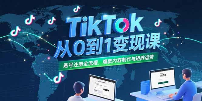 TikTok从0到1变现课，账号注册全流程，爆款内容制作与矩阵运营-创客聚集地
