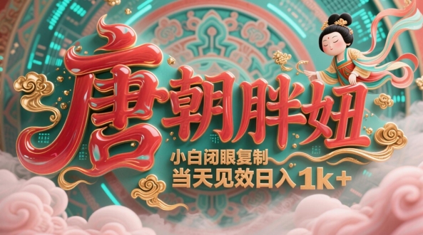 用AI克隆“唐朝胖妞”日更3条，平台疯狂推流，小白闭眼复制，当天见效，日入1k+-创客聚集地