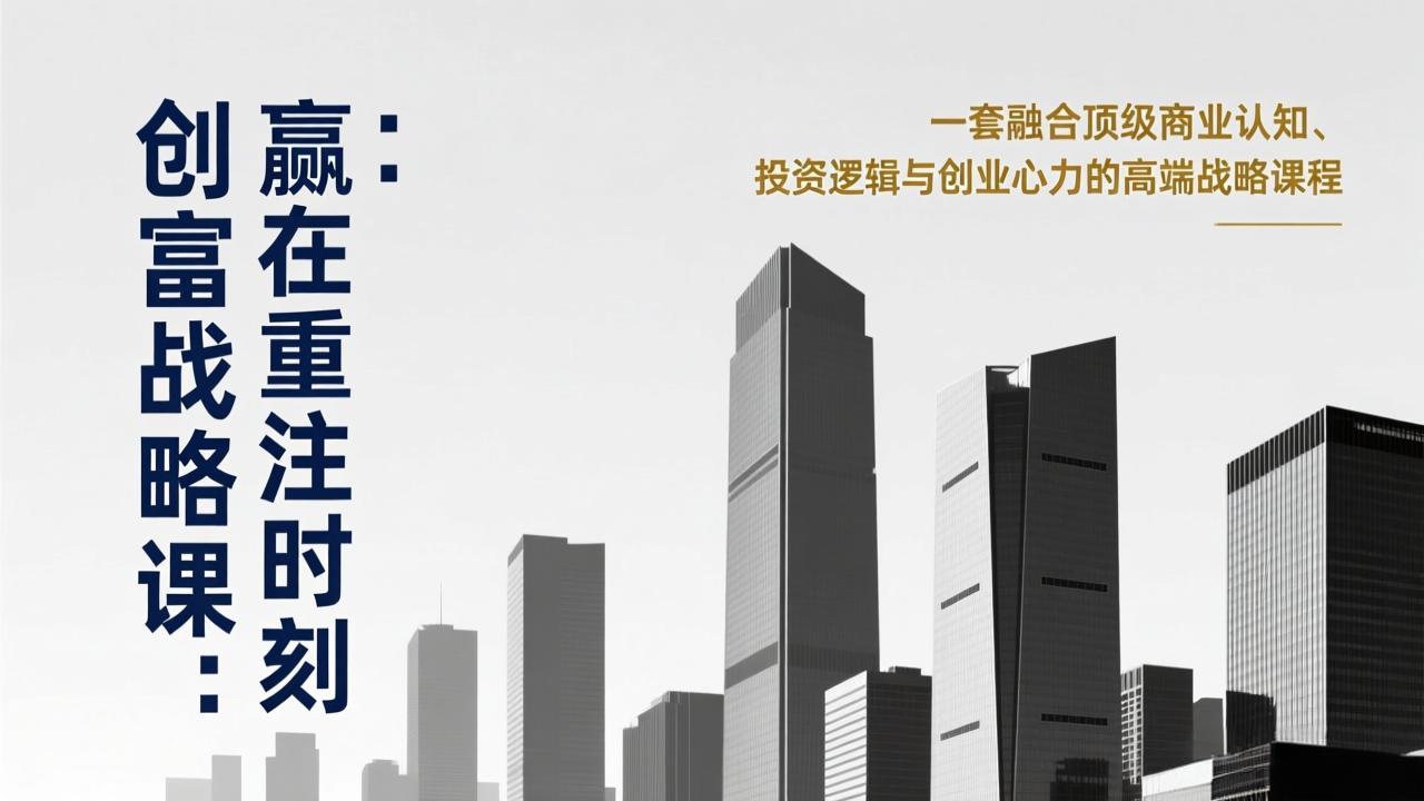《创富战略课：赢在重注时刻》一套融合顶级商业认知、投资逻辑与创业心力的高端战略课程-创客聚集地
