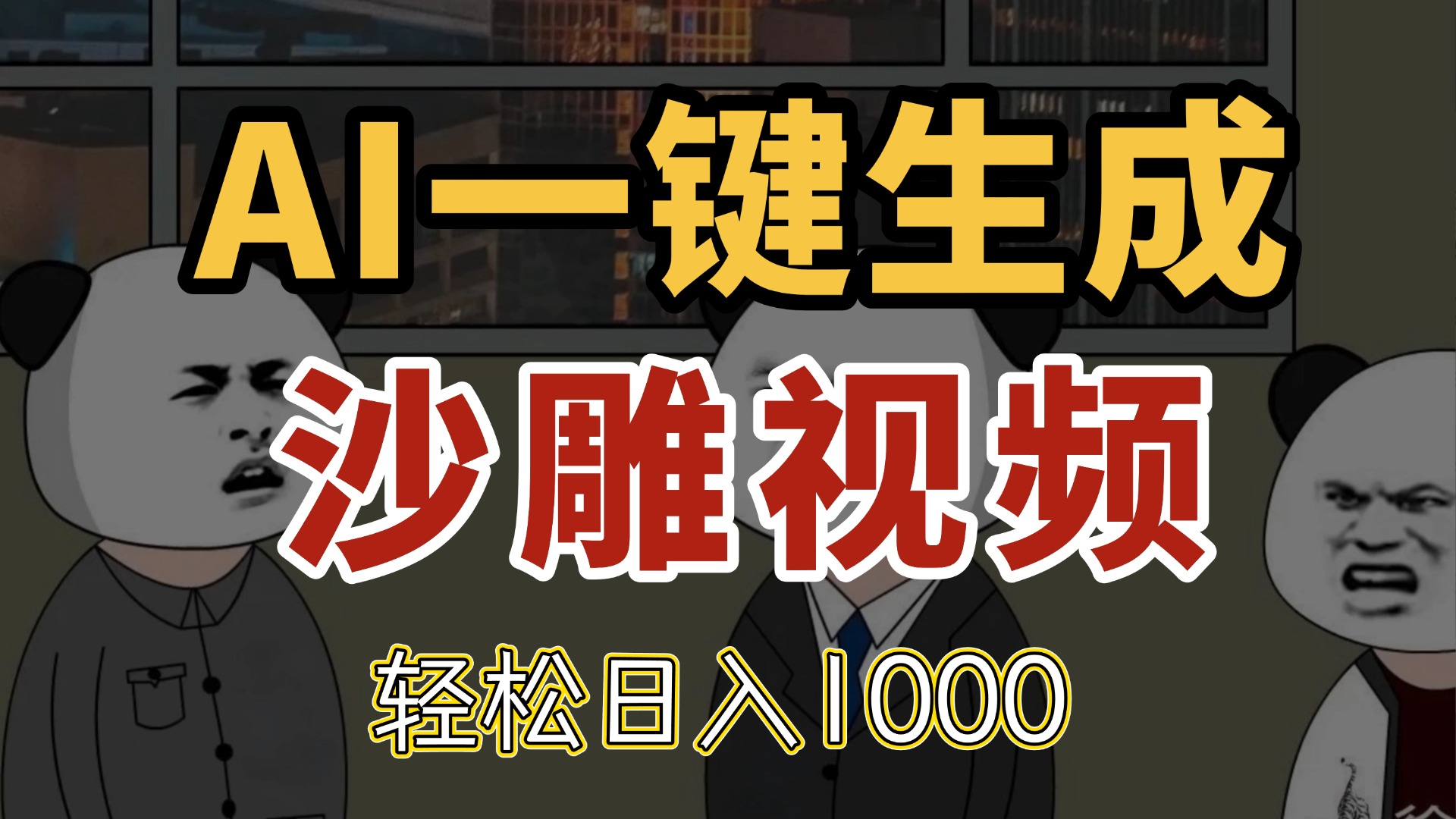 AI一键生成沙雕视频，一条视频千万播放，轻松日入1000-创客聚集地