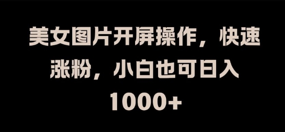 美女图片开屏操作，快速涨粉，小白也可日入1k【揭秘】-创客聚集地
