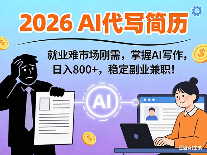 AI代写简历，超暴利，用万能模板月入1-3万实战教程，2026年市场刚需！-创客聚集地