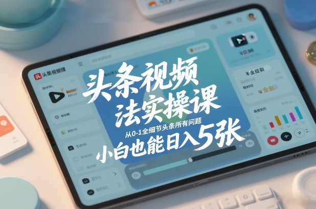 头条视频玩法实操课,从0-1全细节头条所有问题,小白也能日入5张-创客聚集地