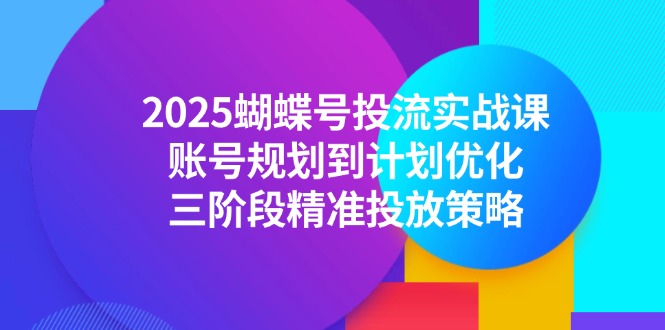 2025蝴蝶号投流实战课，账号规划到计划优化，三阶段精准投放策略-创客聚集地