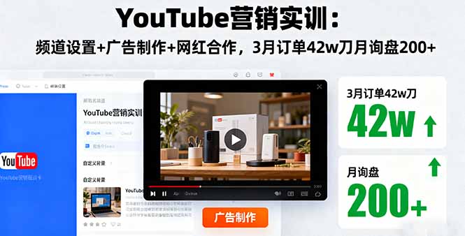 YouTube营销实训：频道设置+广告制作+网红合作，3月订单42w刀月询盘200+-创客聚集地