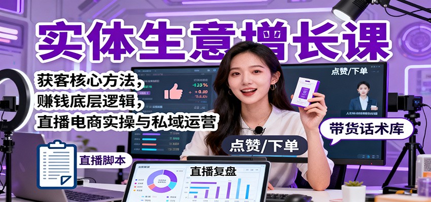实体生意增长课：获客核心方法，赚钱底层逻辑，直播电商实操与私域运营-创客聚集地