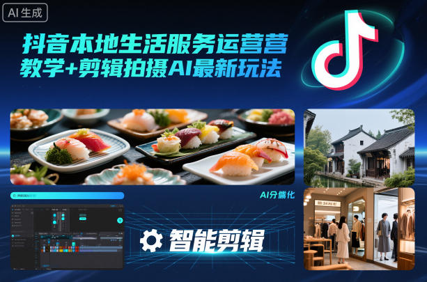 抖音本地生活服务运营教学+剪辑拍摄AI最新玩法-创客聚集地