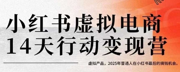 小红书虚拟电商14天变现训练营，虚拟产品，2025年普通人在小红书最后的搞钱机会-创客聚集地