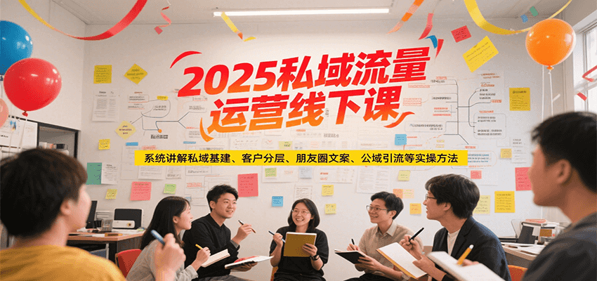 2025私域流量运营线下课，系统讲解私域基建/客户分层/朋友圈文案/公域引流等实操方法-创客聚集地