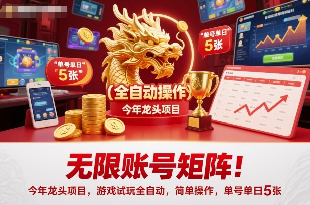 无限账号矩阵！今年龙头项目，游戏试玩全自动，简单操作，单号单日5张【揭秘】-创客聚集地