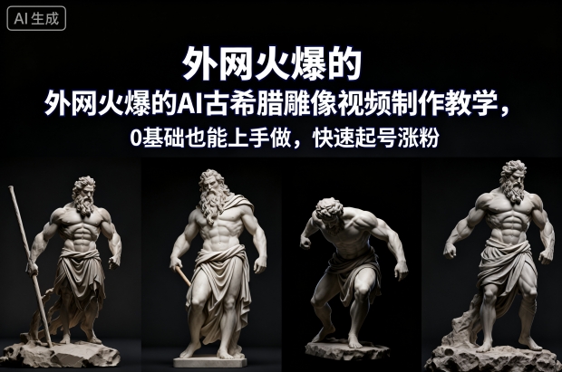 外网火爆的AI古希腊雕像视频制作教学，0基础也能上手做，快速起号涨粉-创客聚集地