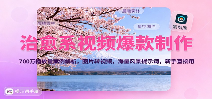 治愈系视频爆款制作，700万播放量案例解析，图片转视频，海量风景提示词，新手直接用-创客聚集地