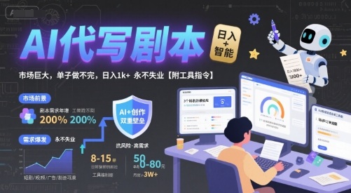 AI代写剧本，市场巨大，单子做不完，日入1k+ 永不失业【附工具指令】-创客聚集地