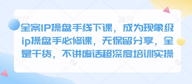 全案IP操盘手线下课，成为现象级ip操盘手必修课，无保留分享，全是干货，不讲废话超深度培训实操-创客聚集地