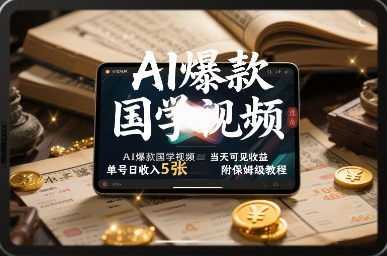 AI爆款国学视频，独家起号方法，小白直接上手，当天可见收益，单号日收入5张+附保姆级教程-创客聚集地