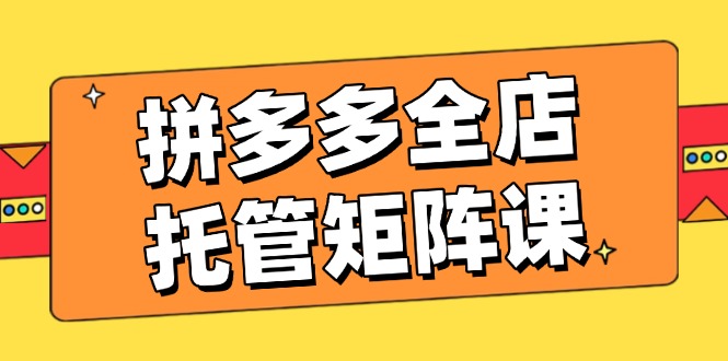 拼多多全店托管矩阵课，盈利动销玩法，高效计划设置，提升店铺效益-创客聚集地