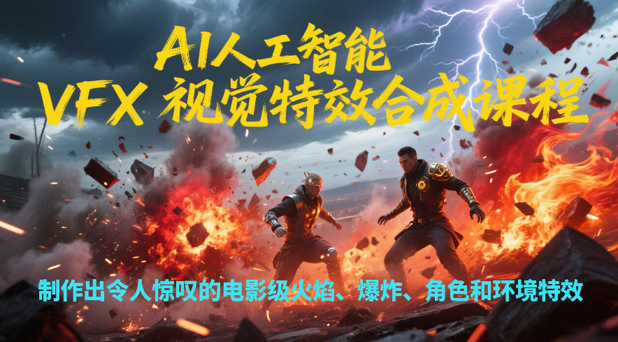 AI人工智能VFX视觉特效合成课程，制作出令人惊叹的电影级火焰、爆炸、角色和环境特效-创客聚集地