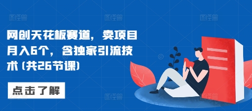 网创天花板赛道，卖项目月入6个，含独家引流技术(共26节课)-创客聚集地
