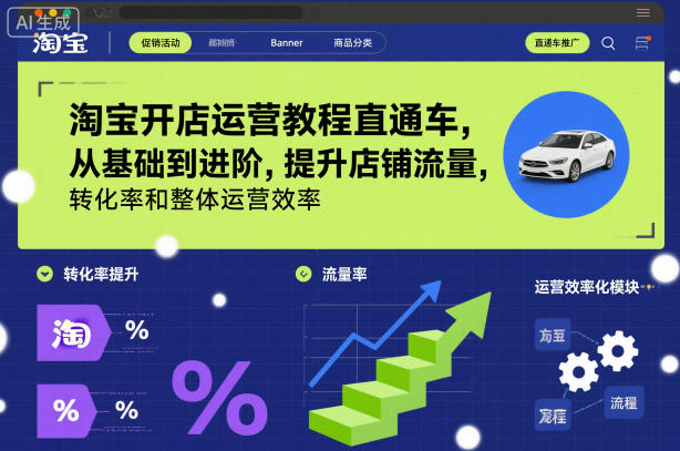 淘宝开店运营教程直通车，从基础到进阶，提升店铺流量，转化率和整体运营效率(更新11月)-创客聚集地