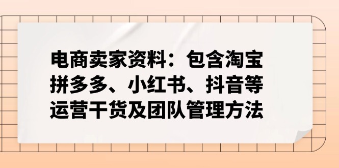 电商卖家资料：包含淘宝、拼多多、小红书、抖音等运营干货及团队管理方法-创客聚集地