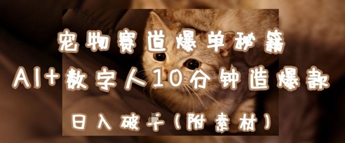宠物赛道爆单秘籍：AI+数字人10分钟造爆款，日入1k-创客聚集地