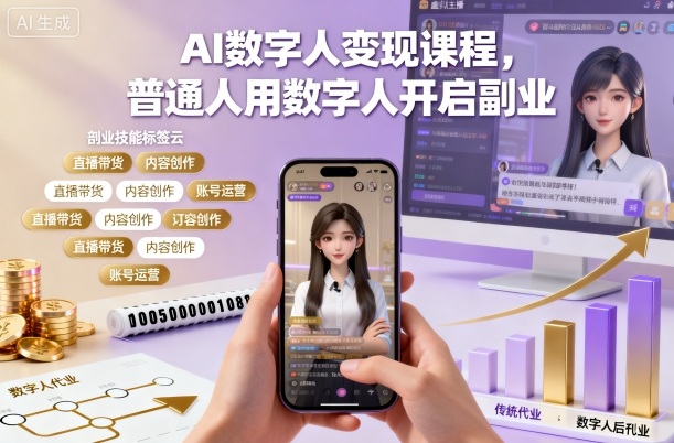 AI数字人变现课程，普通人用数字人开启副业-创客聚集地