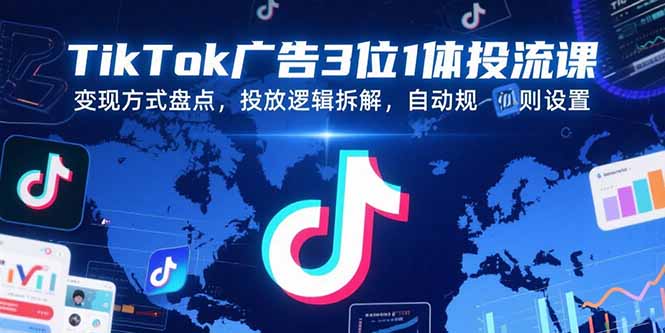 TikTok广告3位1体投流课，变现方式盘点，投放逻辑拆解，自动规则设置-创客聚集地