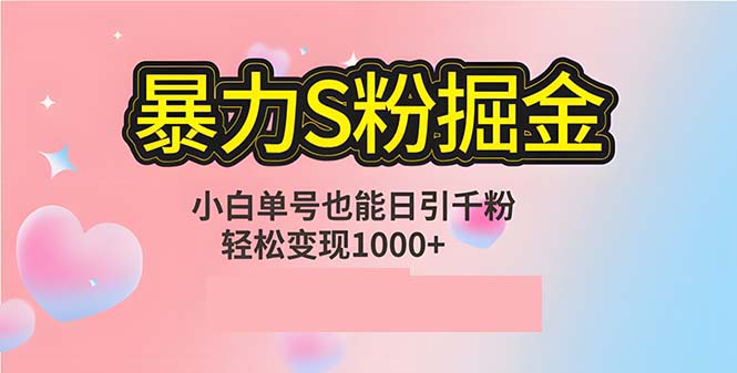 单人单机日引千粉，变现1000+，S粉流量掘金计划攻略-创客聚集地