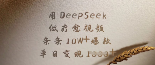 用DeepSeek做疗愈视频，条条10W+爆款，单日变现多张-创客聚集地