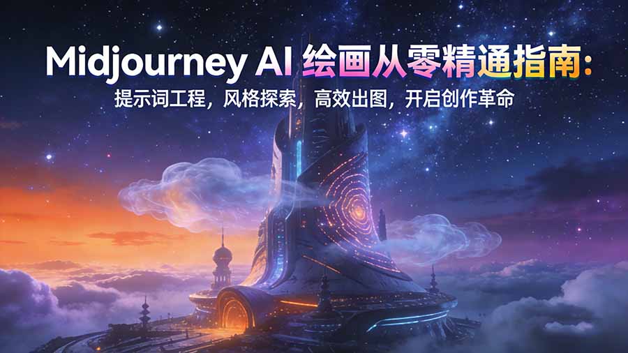 Midjourney AI绘画从零精通指南：提示词工程，风格探索，高效出图，开启创作革命-创客聚集地