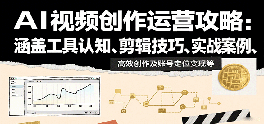 AI视频创作运营攻略：涵盖工具认知、剪辑技巧、实战案例、高效创作及账号定位变现等-创客聚集地