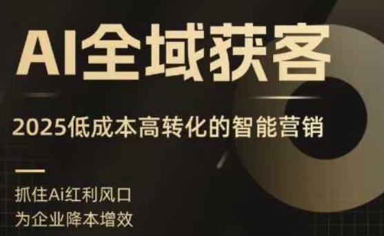 AI全域获客实训营，2025低成本高转化的智能营销，精准找客，高效营销-创客聚集地