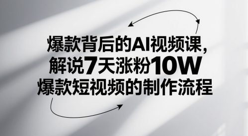 爆款背后的AI视频课，解说7天涨粉10W爆款短视频的制作流程-创客聚集地