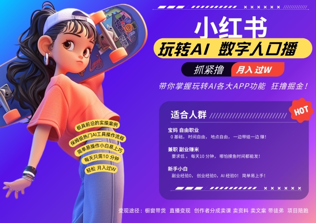 小红书数字人暴力起号，AI改写文案，再也不用费劲录口播，流量火爆月入破W轻松拿捏-创客聚集地