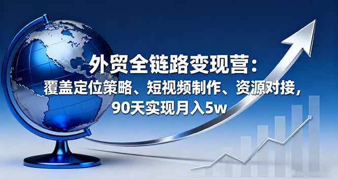 外贸全链路变现营：覆盖定位策略、短视频制作、资源对接，90天实现月入5w-创客聚集地