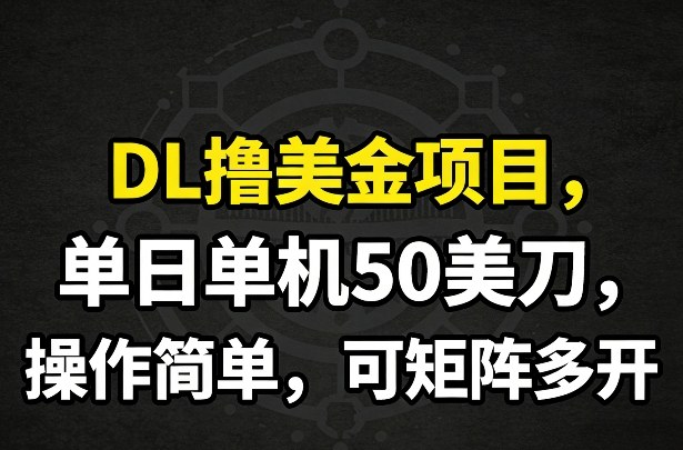 DL撸美金项目，单日单机50美刀，操作简单，可矩阵多开-创客聚集地