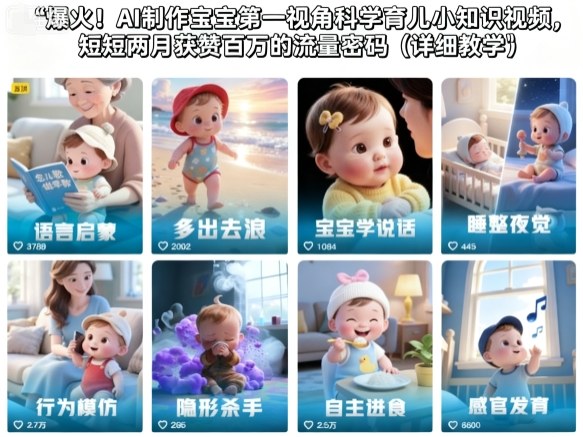 爆火！AI制作宝宝第一视角科学育儿小知识视频，短短两月获赞百万的流量密码(详细教学)-创客聚集地