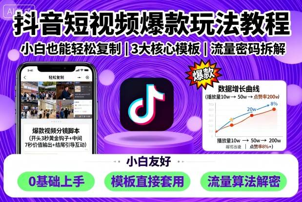 抖音短视频爆款玩法教程，小白也能轻松复制-创客聚集地