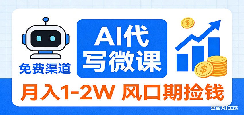 2026告别打工！AI 代写微课，提供免费渠道，月入 1-2W 风口期捡钱-创客聚集地