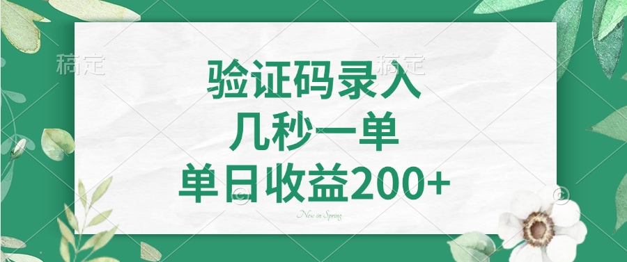 验证码录入，几秒一单，单日收益200+-创客聚集地