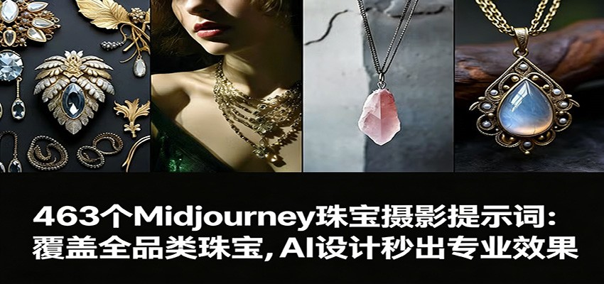 463个Midjourney珠宝摄影提示词:覆盖全品类珠宝,AI设计秒出专业效果-创客聚集地