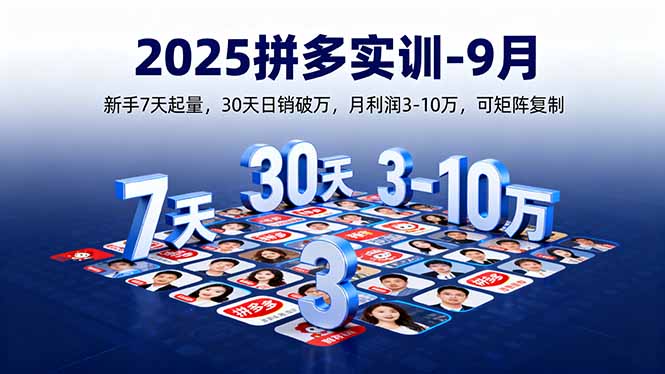 2025拼多多实训-9月：新手7天起量,30天日销破万,月利润3-10万,可矩阵复制-创客聚集地