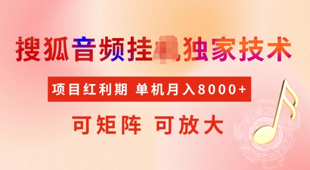 首发搜狐音频挂JI，项目红利期，可矩阵可放大，稳定月入5k【揭秘】-创客聚集地