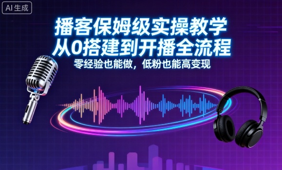 播客保姆级实操教学，从0搭建到开播全流程，零经验也能做，低粉也能高变现-创客聚集地