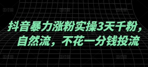 抖音暴力涨粉实操3天千粉，自然流，不花一分钱投流，实操经验分享-创客聚集地