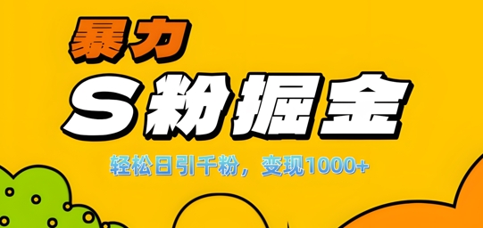 单人单机日引千粉，变现1k+，S粉流量掘金计划攻略【揭秘】-创客聚集地