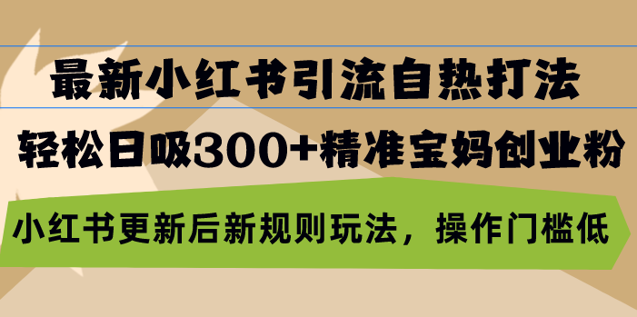 最新小红书引流自热打法，轻松日吸300+精准宝妈创业粉，小红书更新后新…-创客聚集地