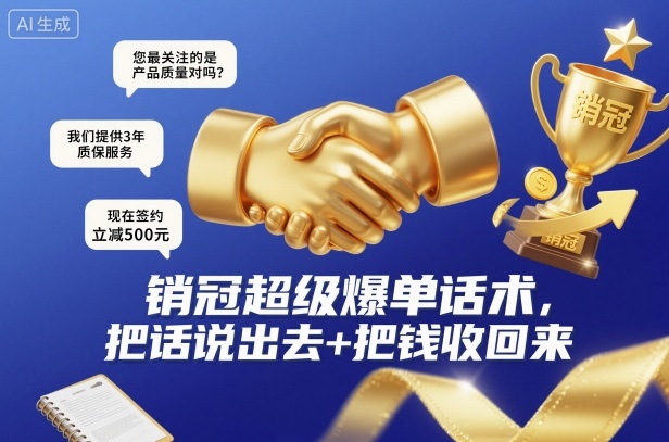 销冠超级爆单话术，把话说出去+把钱收回来-创客聚集地