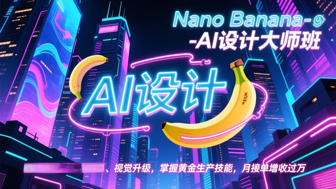 Nano Banana-AI设计大师班，修图合成、广告创作、视觉升级，掌握黄金生产技能，月接单增收过万-创客聚集地